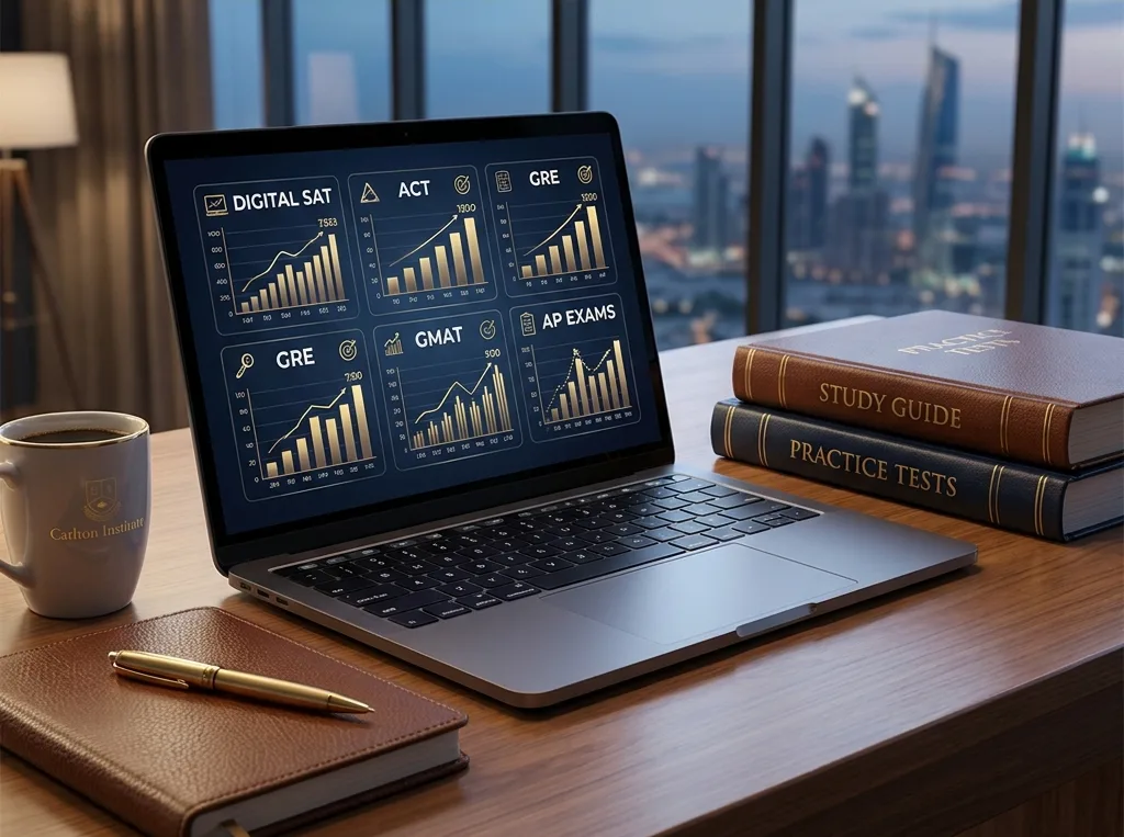 Test preparation study desk with score analytics